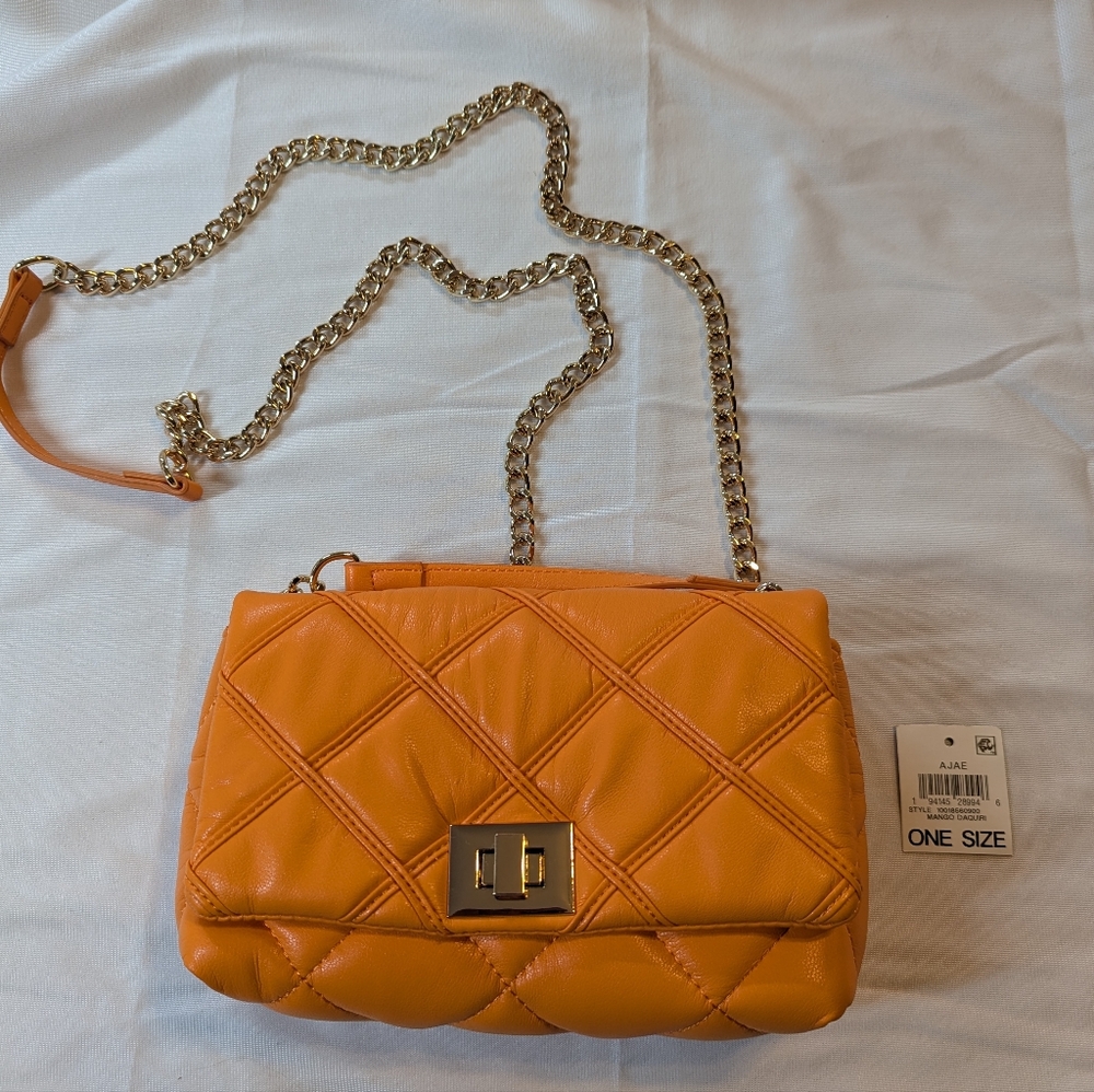 INC International Concepts Orange Quilted Shoulder Bag BNWT